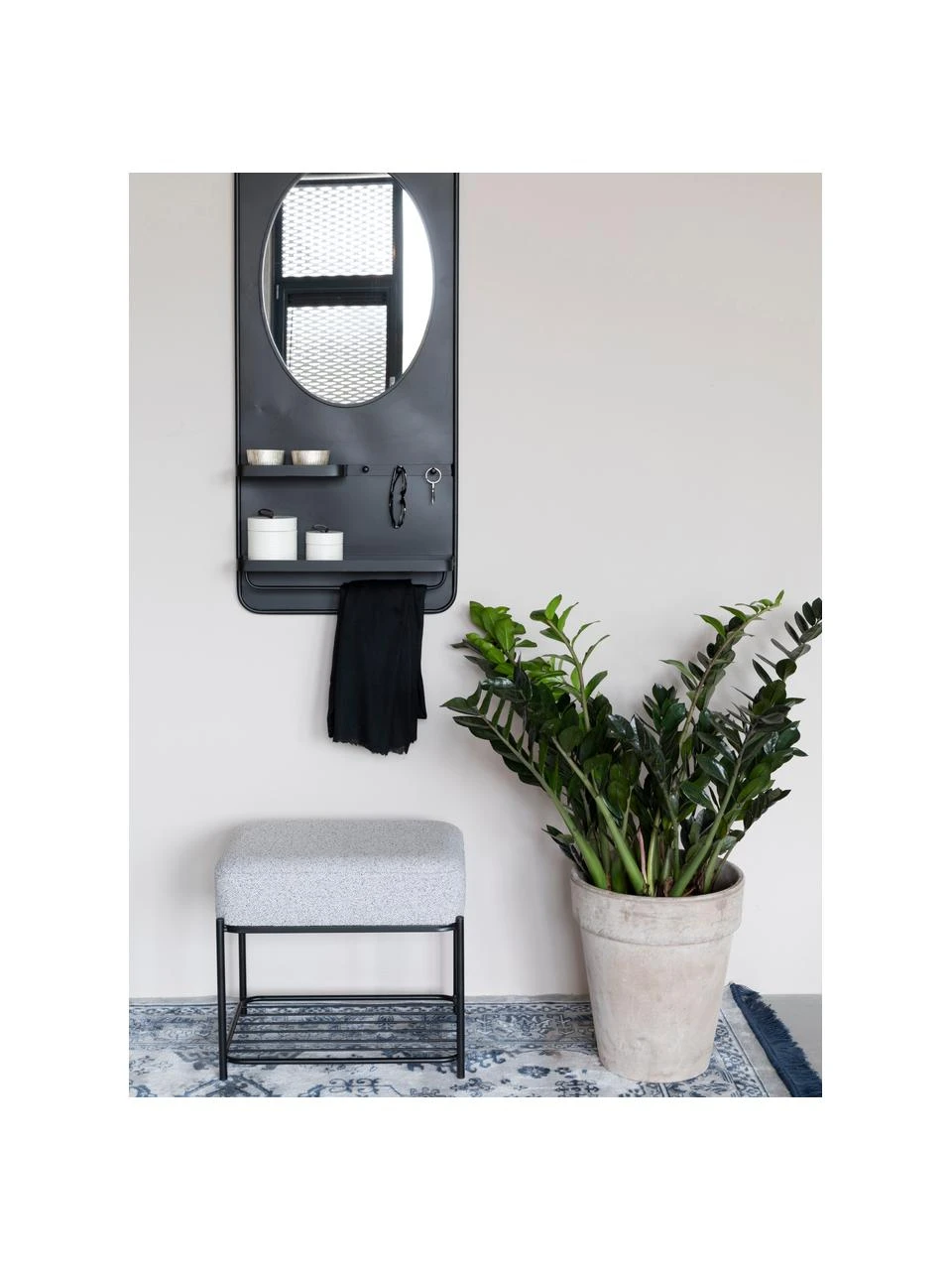 Tabouret bouclé avec rangement Milou, larg. 50 x haut. 45 cm 2 Tabouret bouclé avec rangement Milou, larg. 50 x haut. 45 cm – Image 2