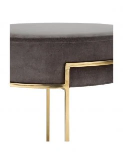 Westwing Collection Tabouret en velours avec structure en métal Madeleine, Ø 40 x haut. 45 cm -Entrée & couloir Soldes Tabouret en velours avec structure en metal Madeleine 11