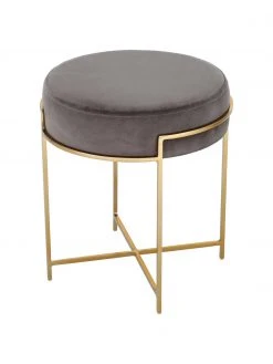 Westwing Collection Tabouret en velours avec structure en métal Madeleine, Ø 40 x haut. 45 cm