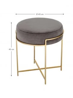 Westwing Collection Tabouret en velours avec structure en métal Madeleine, Ø 40 x haut. 45 cm -Entrée & couloir Soldes Tabouret en velours avec structure en metal Madeleine 8