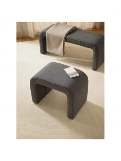Westwing Collection Tabouret gris en tissu boucl&eacute; P&eacute;n&eacute;lope, larg. 61 x haut. 46 cm -Entrée & couloir Soldes Tabouret gris en tissu boucle Penelope 2