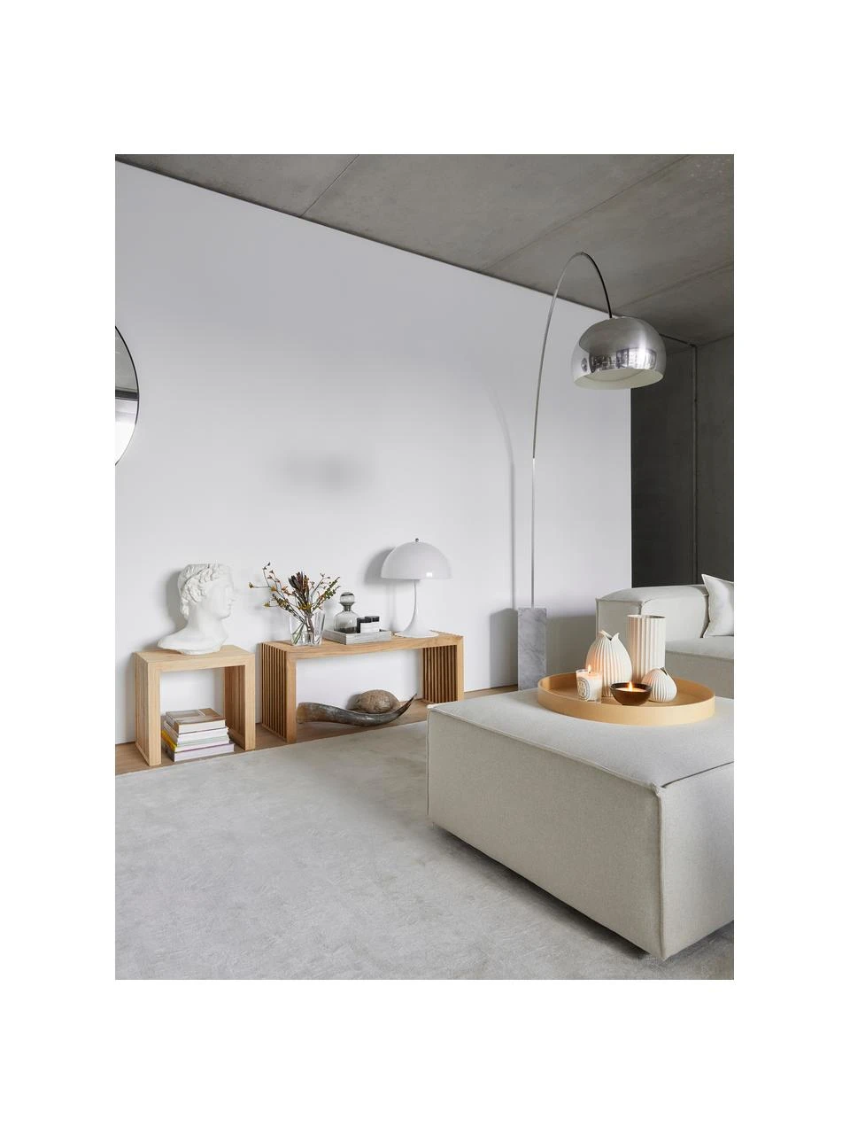 Tabouret moderne en bambou Rib, larg. 45 x haut. 43 cm 2 Tabouret moderne en bambou Rib, larg. 45 x haut. 43 cm – Image 2