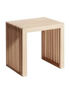 Tabouret moderne en bambou Rib, larg. 45 x haut. 43 cm