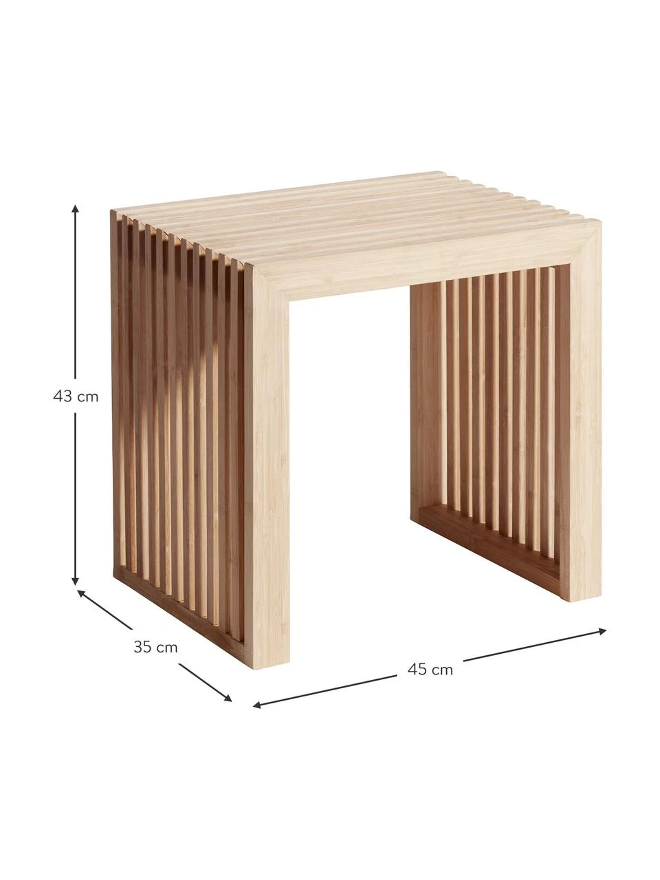 Tabouret moderne en bambou Rib, larg. 45 x haut. 43 cm 4 Tabouret moderne en bambou Rib, larg. 45 x haut. 43 cm – Image 4