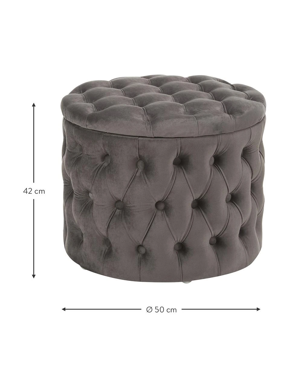 Westwing Collection Tabouret rond velours gris foncé avec rangement Chiara, Ø 50 x haut. 42 cmSeulement 1 produit disponible 3 Westwing Collection Tabouret rond velours gris foncé avec rangement Chiara, Ø 50 x haut. 42 cmSeulement 1 produit disponible – Image 3