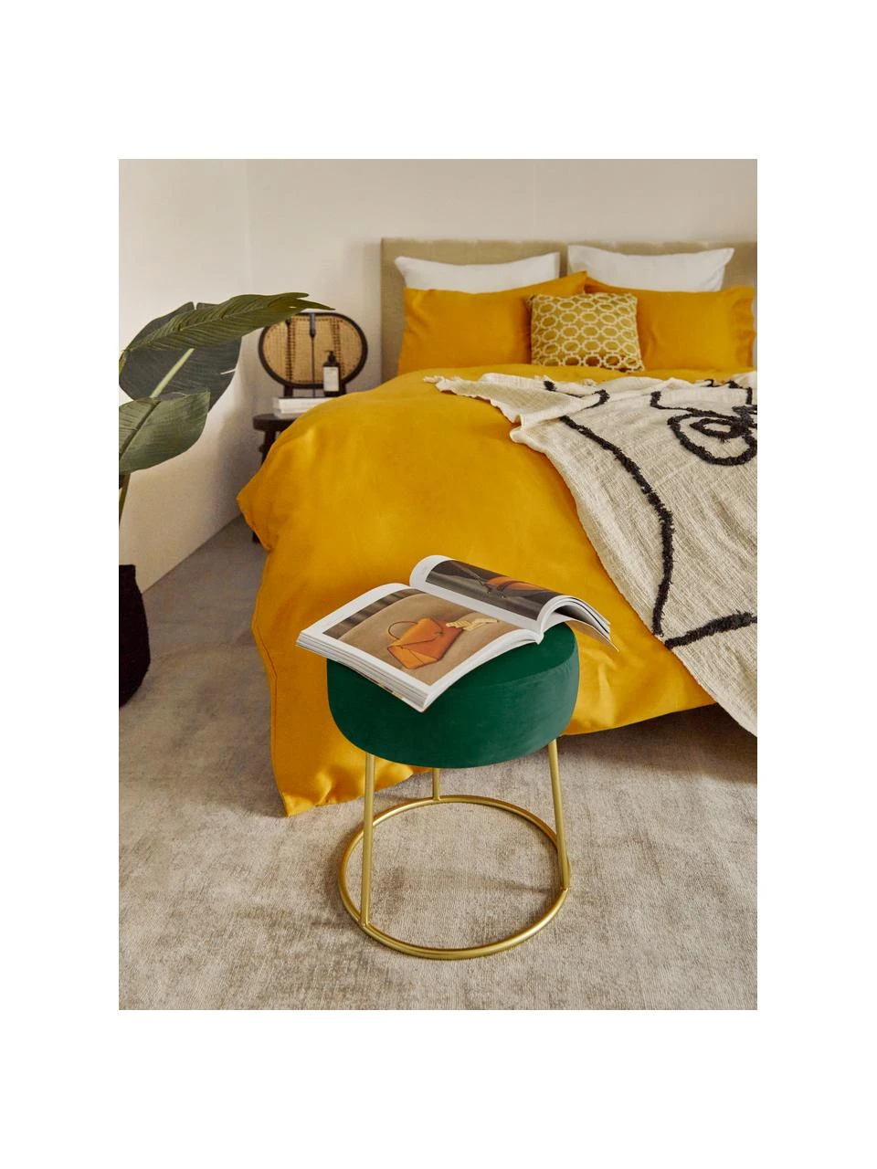 Bizzotto Tabouret rond velours vert Clarissa, Ø 35 x haut. 40 cm 4 Bizzotto Tabouret rond velours vert Clarissa, Ø 35 x haut. 40 cm – Image 4