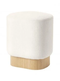 Alex Rivière x Westwing Collection Tabouret tissu bouclé beige clair Yves, larg. 43 x haut. 47 cm
