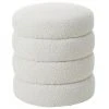 Westwing Collection Tabouret tissu bouclé blanc crème Alto, Ø 42 x haut. 47 cm