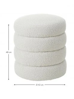 Westwing Collection Tabouret tissu bouclé blanc crème Alto, Ø 42 x haut. 47 cm -Entrée & couloir Soldes Tabouret tissu boucle blanc creme Alto 2
