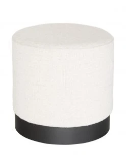 Westwing Collection Tabouret tissu bouclé blanc crème Orchid, Ø 38 x haut. 38 cm
