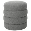 Westwing Collection Tabouret tissu bouclé gris Alto, Ø 42 x haut. 47 cm