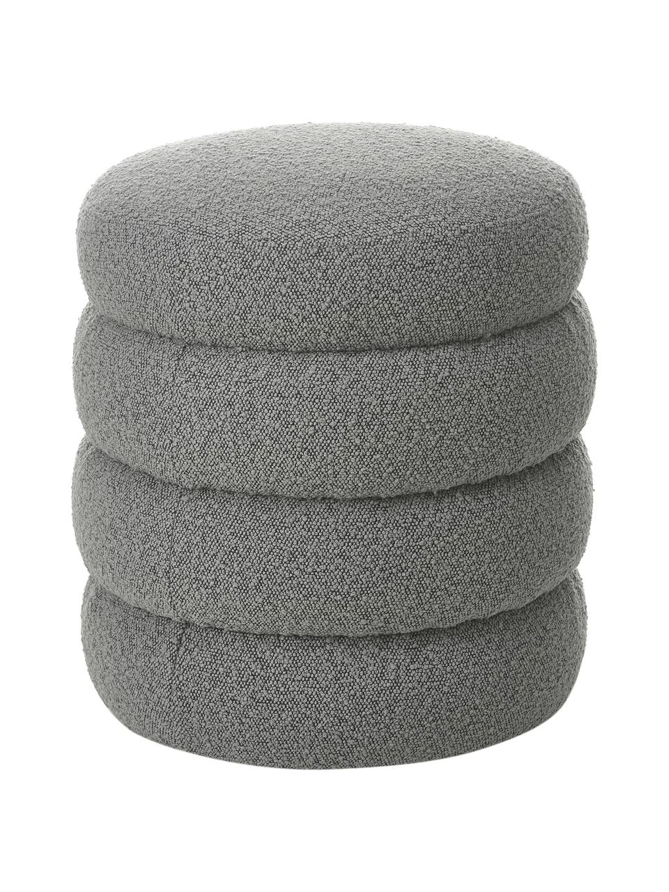 Westwing Collection Tabouret tissu bouclé gris Alto, Ø 42 x haut. 47 cm 1 Westwing Collection Tabouret tissu bouclé gris Alto, Ø 42 x haut. 47 cm