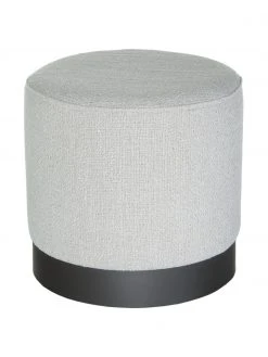 Westwing Collection Tabouret tissu bouclé gris clair Orchid, Ø 38 x haut. 38 cm