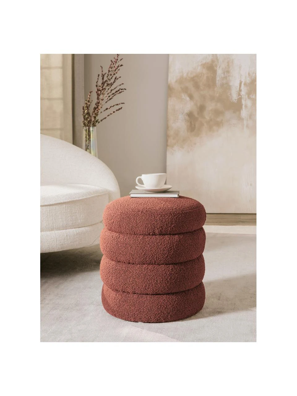 Westwing Collection Tabouret tissu bouclé rouille Alto, Ø 42 x haut. 47 cm 2 Westwing Collection Tabouret tissu bouclé rouille Alto, Ø 42 x haut. 47 cm – Image 2