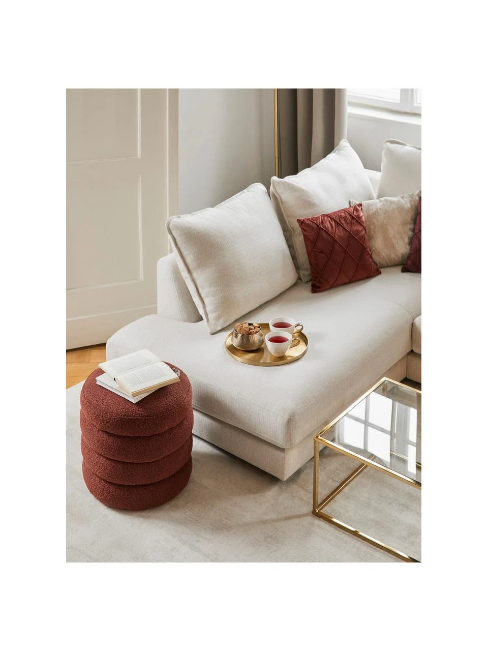 Westwing Collection Tabouret tissu bouclé rouille Alto, Ø 42 x haut. 47 cm 3 Westwing Collection Tabouret tissu bouclé rouille Alto, Ø 42 x haut. 47 cm – Image 3