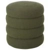 Westwing Collection Tabouret tissu bouclé vert Alto, Ø 42 x haut. 47 cm