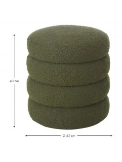 Westwing Collection Tabouret tissu bouclé vert Alto, Ø 42 x haut. 47 cm -Entrée & couloir Soldes Tabouret tissu boucle vert Alto 3
