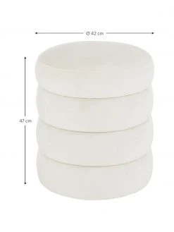 Westwing Collection Tabouret velours blanc cr&egrave;me Alto, Ø 42 x haut. 47 cm -Entrée & couloir Soldes Tabouret velours blanc creme Alto 3