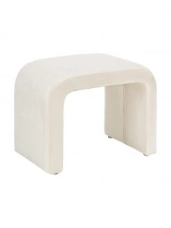 Westwing Collection Tabouret velours blanc créme Penelope, larg. 61 x haut. 46 cm