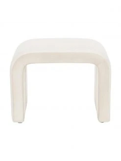 Westwing Collection Tabouret velours blanc cr&eacute;me Penelope, larg. 61 x haut. 46 cm -Entrée & couloir Soldes Tabouret velours blanc creme Penelope 3