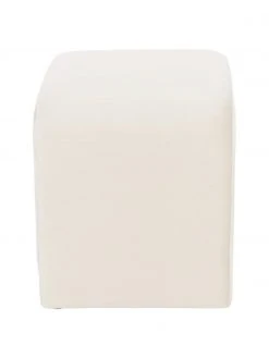 Westwing Collection Tabouret velours blanc cr&eacute;me Penelope, larg. 61 x haut. 46 cm -Entrée & couloir Soldes Tabouret velours blanc creme Penelope 4