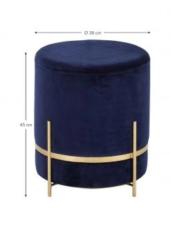Westwing Collection Tabouret velours bleu marine Haven, ∅ 38 x haut. 45 cmSeulement 1 produit disponible -Entrée & couloir Soldes Tabouret velours bleu marine Haven 2