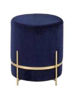 Westwing Collection Tabouret velours bleu marine Haven, ∅ 38 x haut. 45 cmSeulement 1 produit disponible