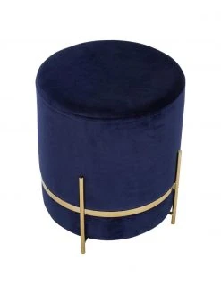 Westwing Collection Tabouret velours bleu marine Haven, ∅ 38 x haut. 45 cmSeulement 1 produit disponible -Entrée & couloir Soldes Tabouret velours bleu marine Haven 3