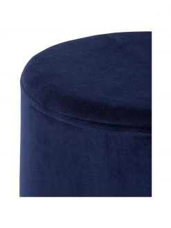 Westwing Collection Tabouret velours bleu marine Haven, ∅ 38 x haut. 45 cmSeulement 1 produit disponible -Entrée & couloir Soldes Tabouret velours bleu marine Haven 4