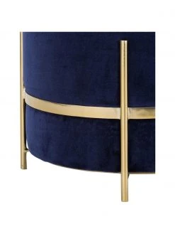 Westwing Collection Tabouret velours bleu marine Haven, ∅ 38 x haut. 45 cmSeulement 1 produit disponible -Entrée & couloir Soldes Tabouret velours bleu marine Haven 5