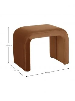 Westwing Collection Tabouret velours brun Penelope, larg. 61 x haut. 46 cm -Entrée & couloir Soldes Tabouret velours brun Penelope 2