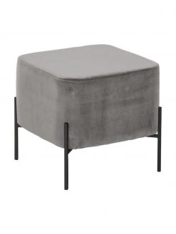 Westwing Collection Tabouret velours gris Harper, larg. 46 x haut. 44 cm