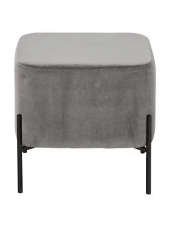 Westwing Collection Tabouret velours gris Harper, larg. 46 x haut. 44 cm -Entrée & couloir Soldes Tabouret velours gris Harper 3