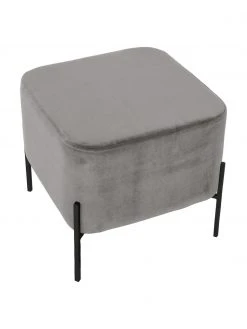 Westwing Collection Tabouret velours gris Harper, larg. 46 x haut. 44 cm -Entrée & couloir Soldes Tabouret velours gris Harper 4