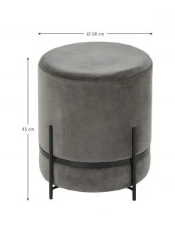 Westwing Collection Tabouret velours gris Haven, ∅ 38 x haut. 45 cm -Entrée & couloir Soldes Tabouret velours gris Haven 2