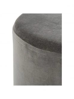 Westwing Collection Tabouret velours gris Haven, ∅ 38 x haut. 45 cm -Entrée & couloir Soldes Tabouret velours gris Haven 4