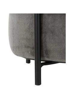 Westwing Collection Tabouret velours gris Haven, ∅ 38 x haut. 45 cm -Entrée & couloir Soldes Tabouret velours gris Haven 5