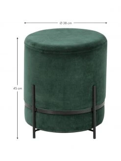 Westwing Collection Tabouret velours vert foncé Haven, ∅ 38 x haut. 45 cm -Entrée & couloir Soldes Tabouret velours vert fonce Haven 2