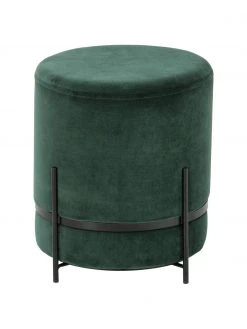 Westwing Collection Tabouret velours vert foncé Haven, ∅ 38 x haut. 45 cm