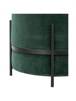 Westwing Collection Tabouret velours vert foncé Haven, ∅ 38 x haut. 45 cm -Entrée & couloir Soldes Tabouret velours vert fonce Haven 4