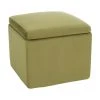 Westwing Collection Tabouret velours vert olive avec rangement Winou, larg. 50 x haut. 48 cm