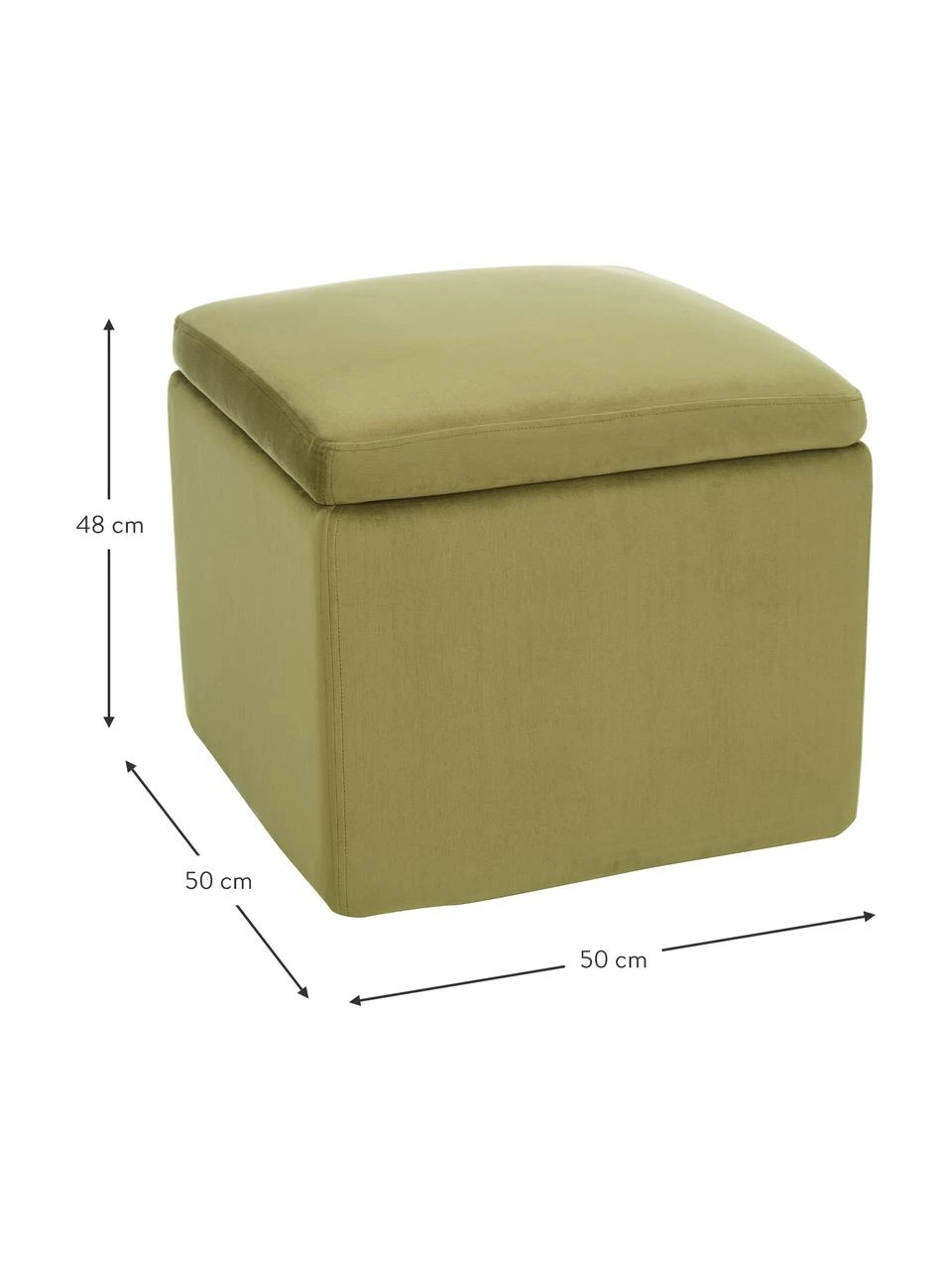Westwing Collection Tabouret velours vert olive avec rangement Winou, larg. 50 x haut. 48 cm 4 Westwing Collection Tabouret velours vert olive avec rangement Winou, larg. 50 x haut. 48 cm – Image 4