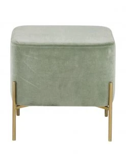 Westwing Collection Tabouret velours vert sauge Harper, larg. 46 x haut. 44 cm -Entrée & couloir Soldes Tabouret velours vert sauge Harper 2