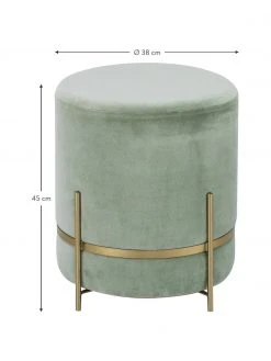 Westwing Collection Tabouret velours vert sauge Haven, ∅ 38 x haut. 45 cm -Entrée & couloir Soldes Tabouret velours vert sauge Haven 2