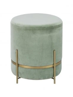 Westwing Collection Tabouret velours vert sauge Haven, ∅ 38 x haut. 45 cm