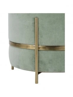Westwing Collection Tabouret velours vert sauge Haven, ∅ 38 x haut. 45 cm -Entrée & couloir Soldes Tabouret velours vert sauge Haven 5
