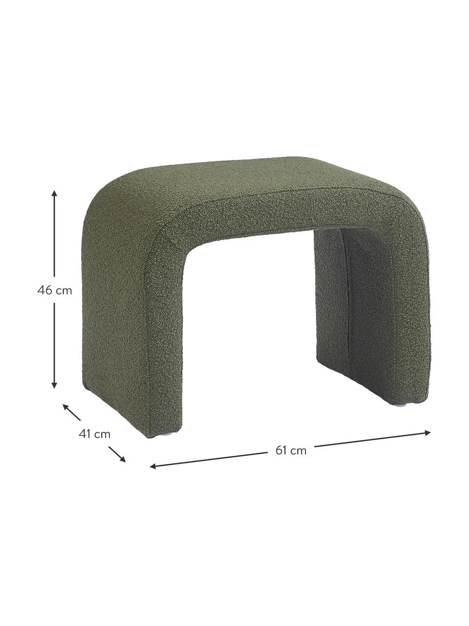 Westwing Collection Tabouret vert en tissu bouclé Penelope, larg. 61 x haut. 46 cm 2 Westwing Collection Tabouret vert en tissu bouclé Penelope, larg. 61 x haut. 46 cm – Image 2
